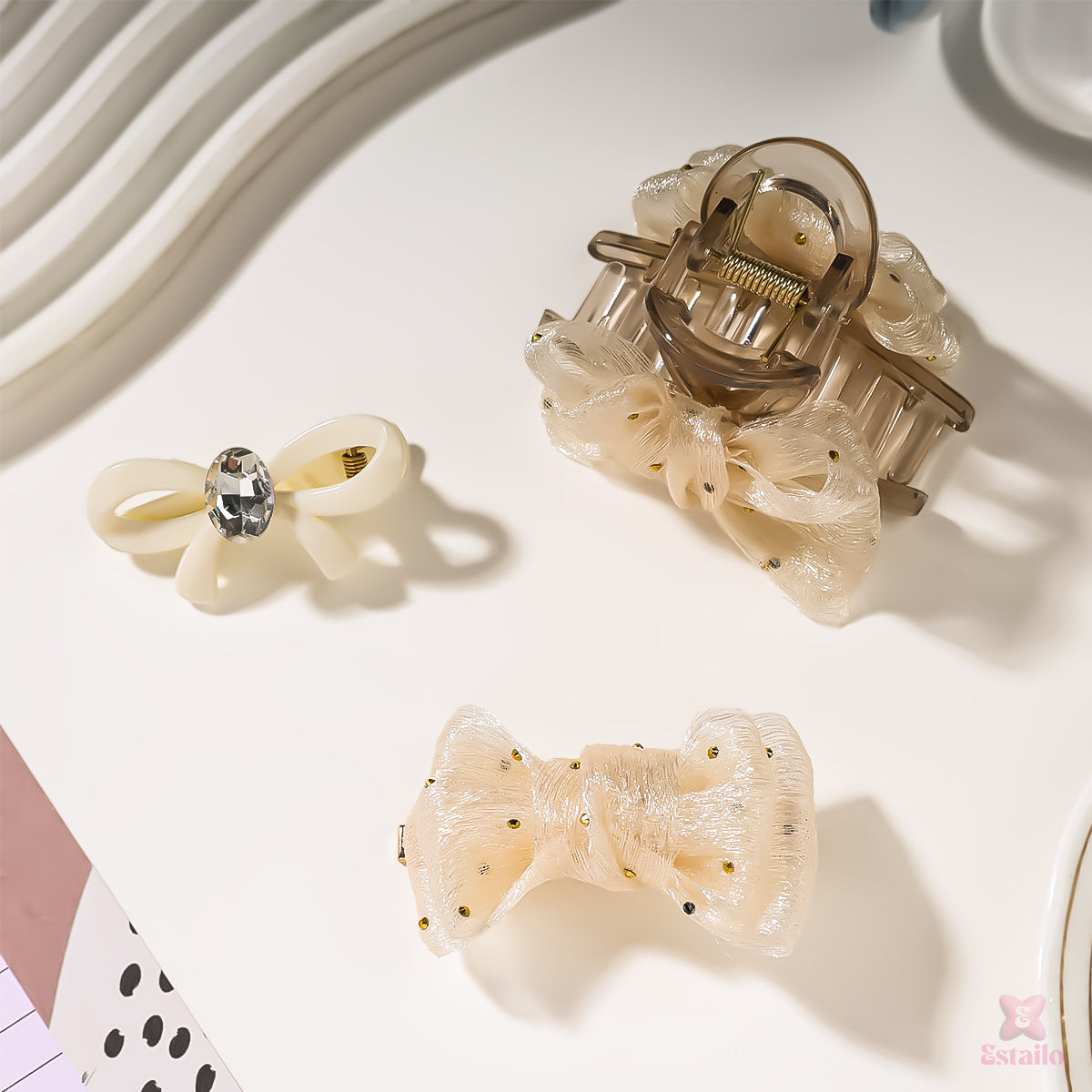 Celestial Bow Hair Clips