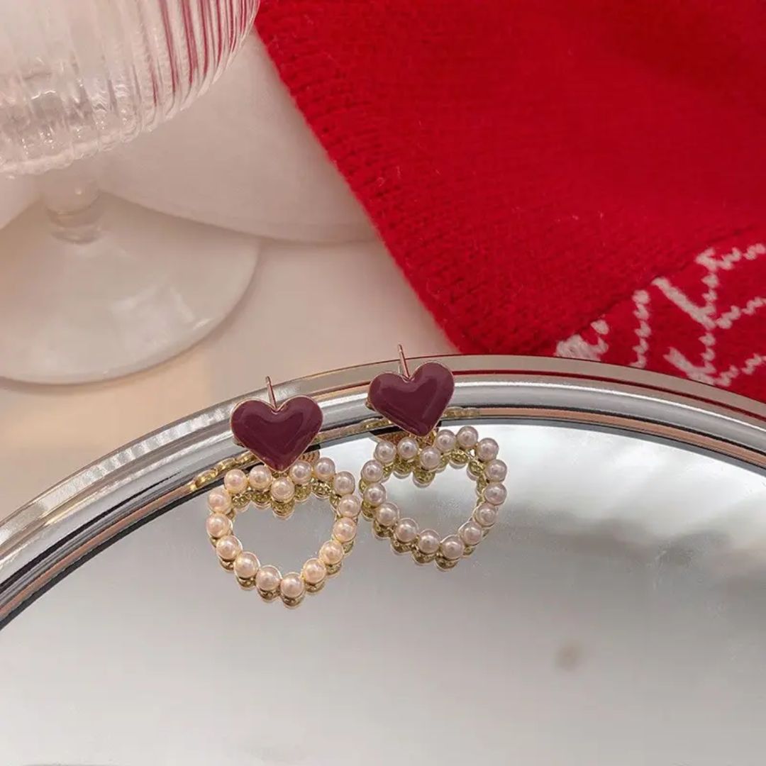 Brownish Heart Drop Earring
