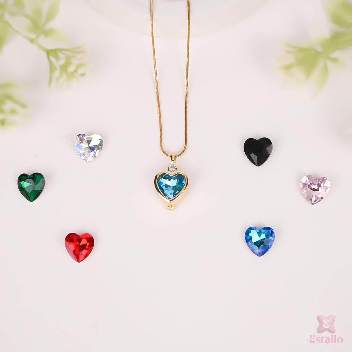 Heart of Changeable Gem Necklace