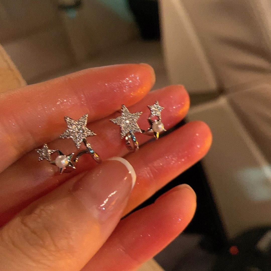 Celestial Dewdrop Stars Earrings
