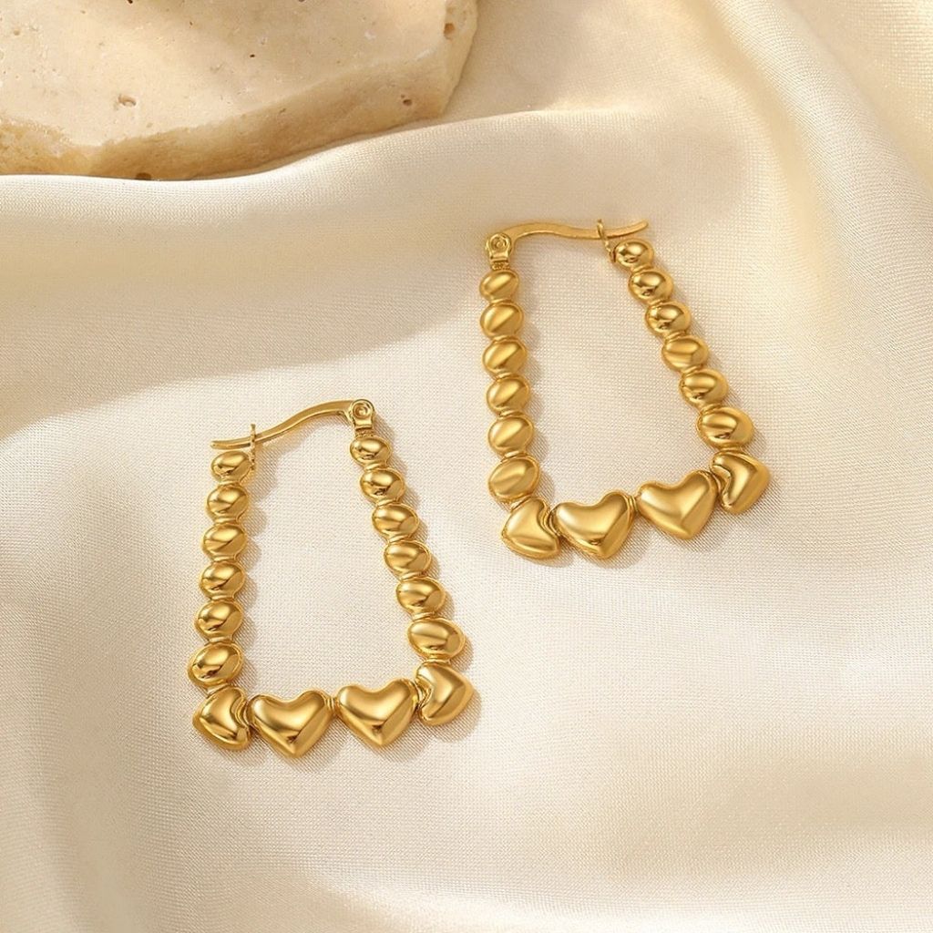 Heart & Edge Gold Earrings