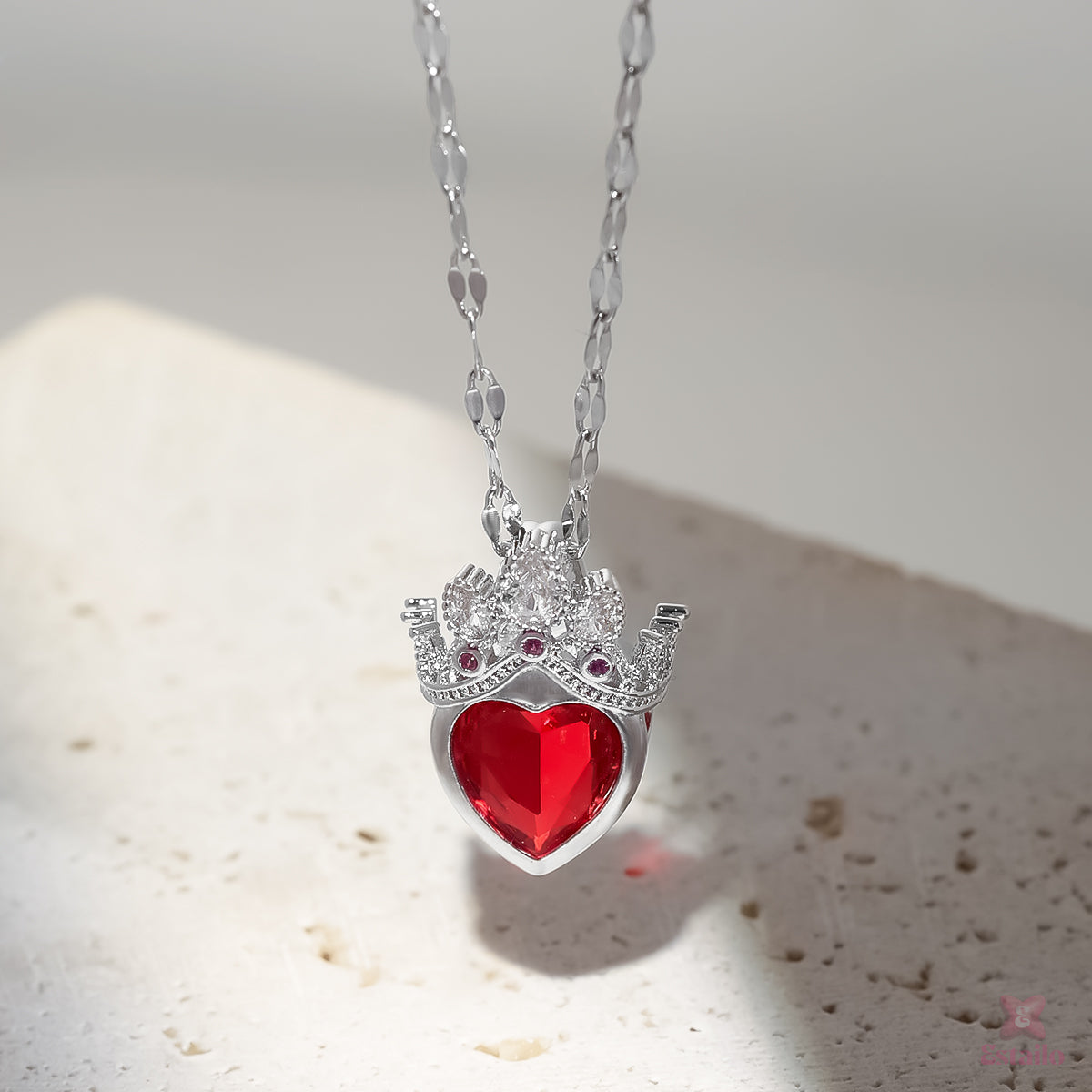 Red Heart Crown Necklace