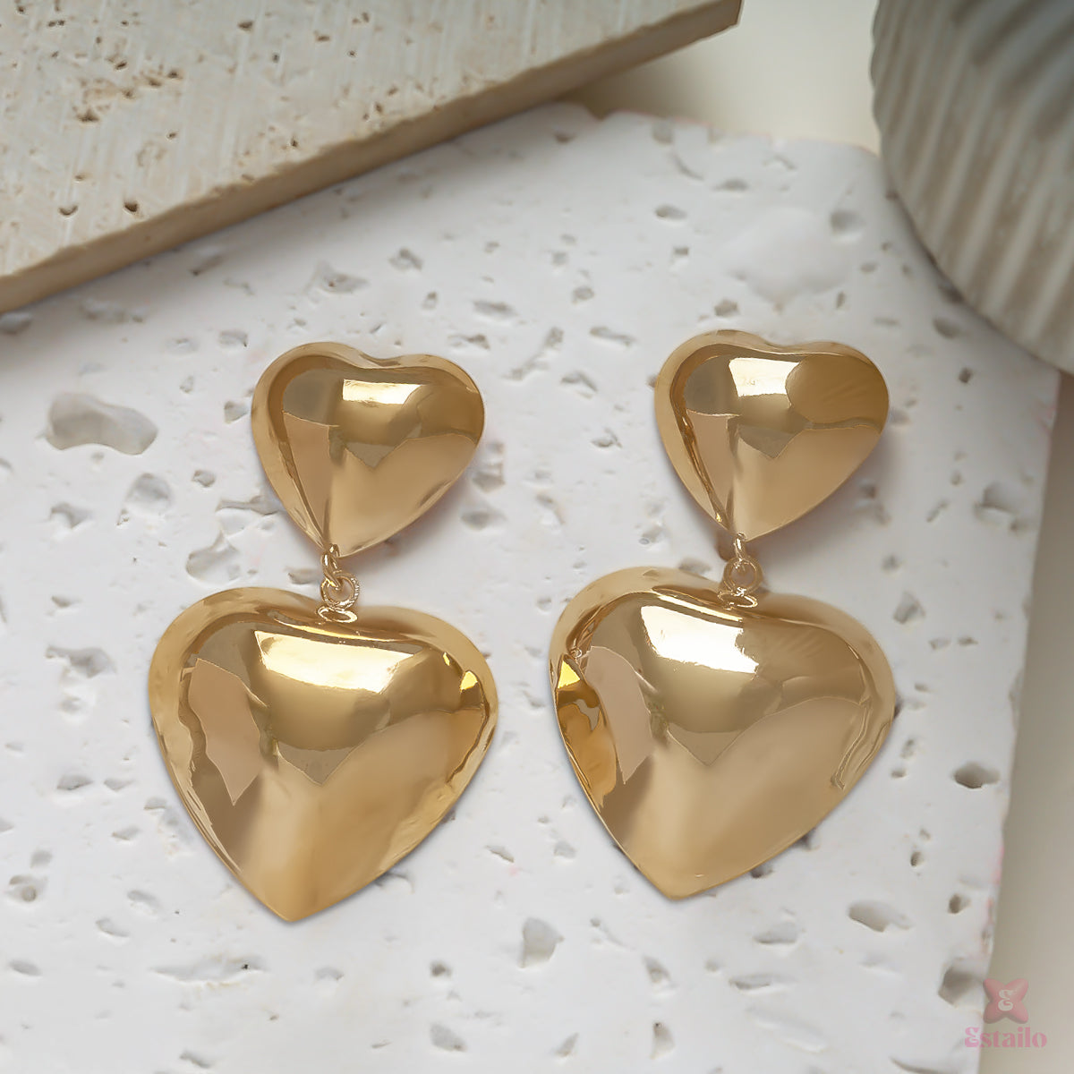 Glitter Hearts Statement Earrings