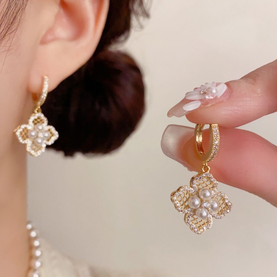 Gilded Nacre Hoops Earrings