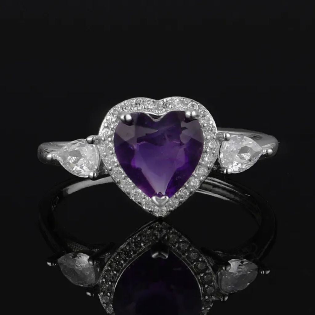 Amethyst Heart Bling Ring
