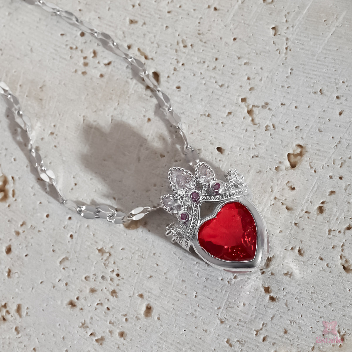 Red Heart Crown Necklace