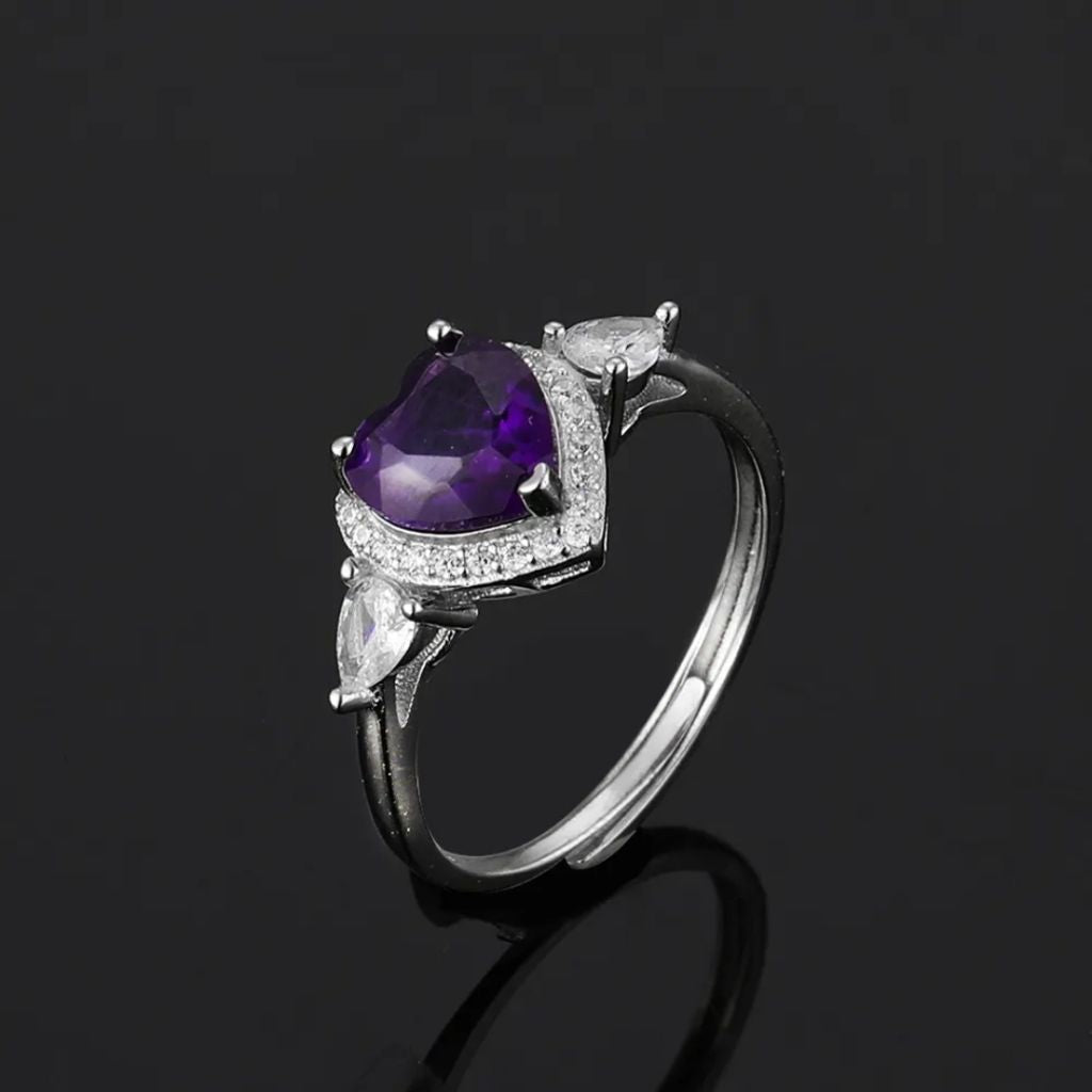 Amethyst Heart Bling Ring
