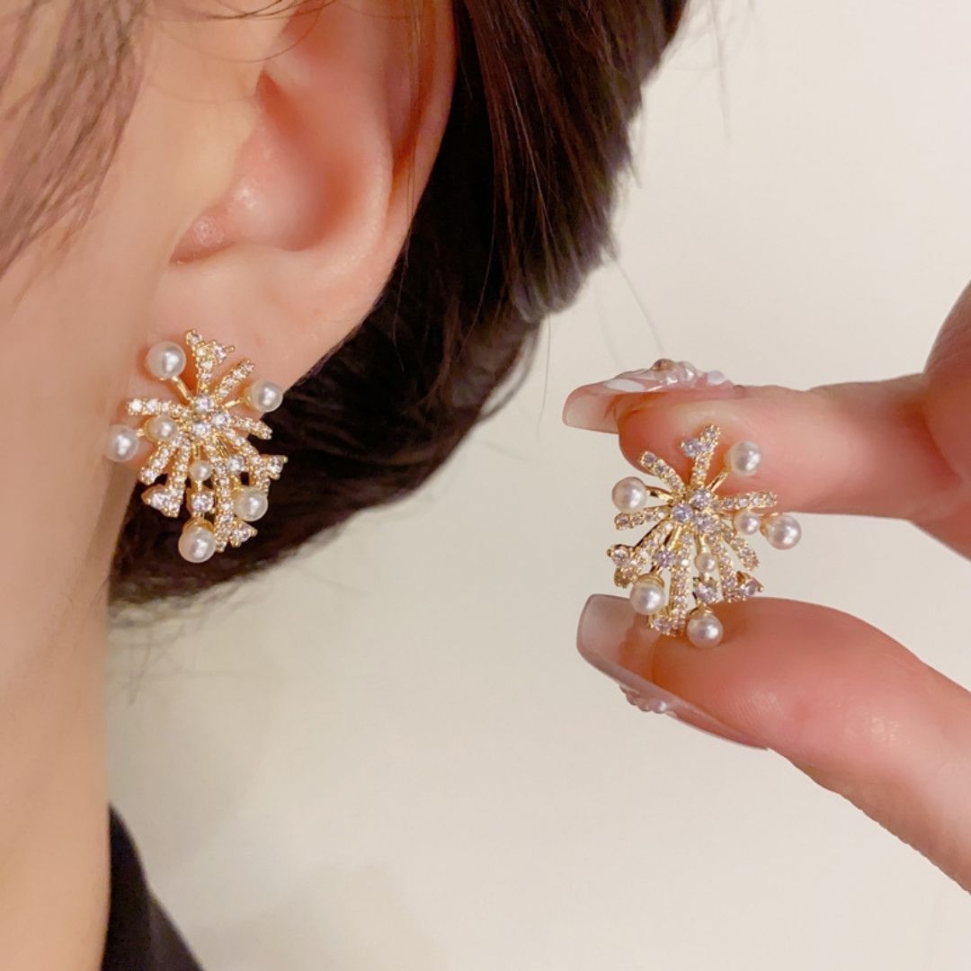 Golden Aster Blooms Earrings