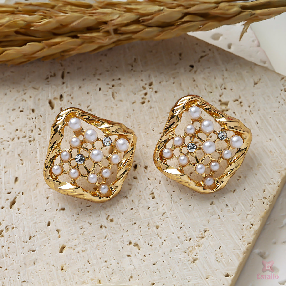 Pearl Grid Earrings