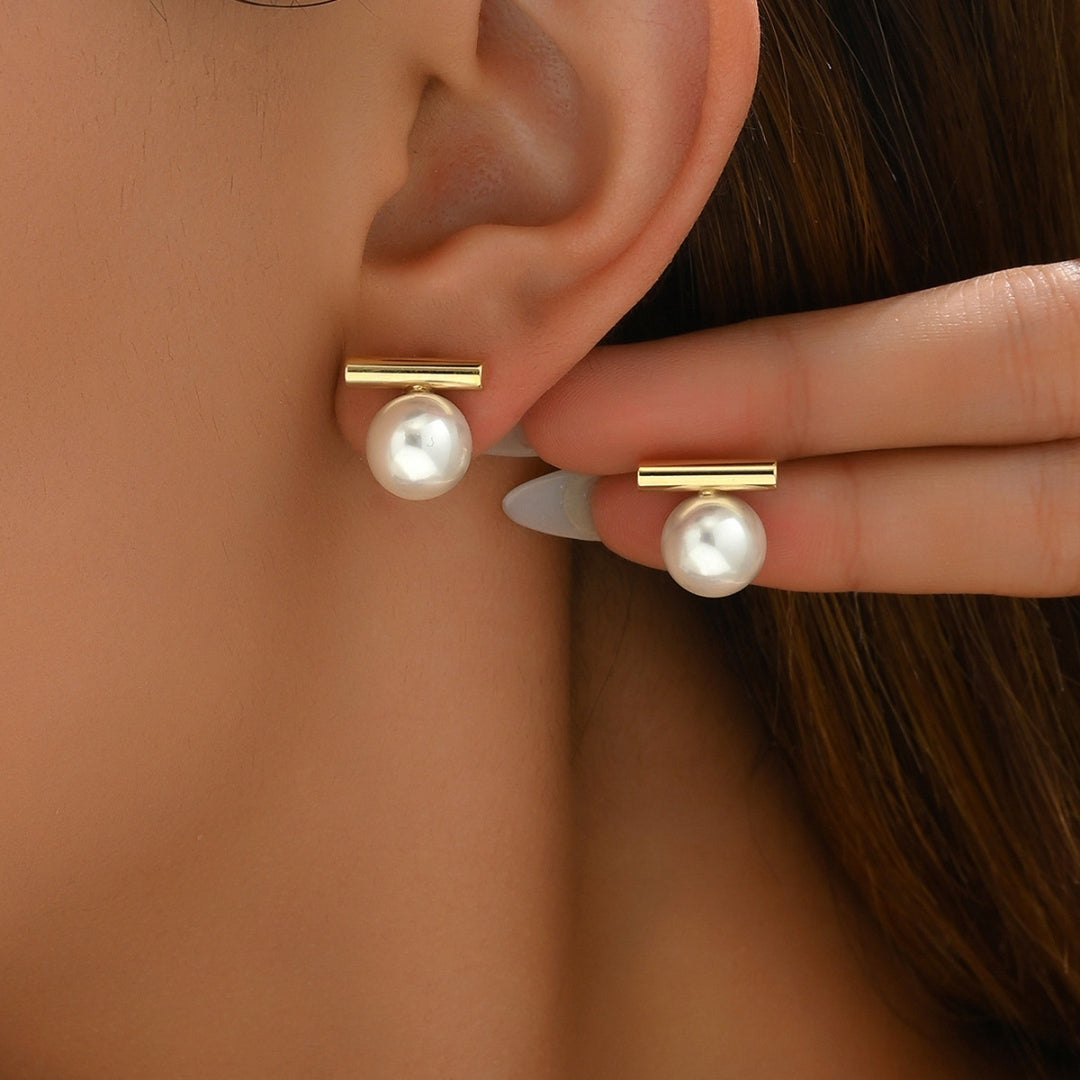 Minimalist Pearl Bar Earrings