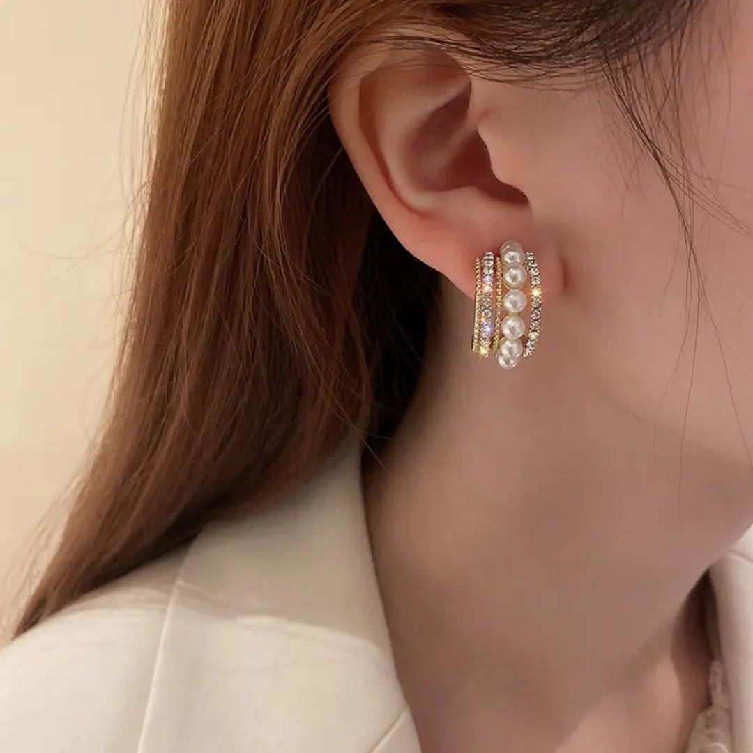 Royal Pearl Hoops Earring