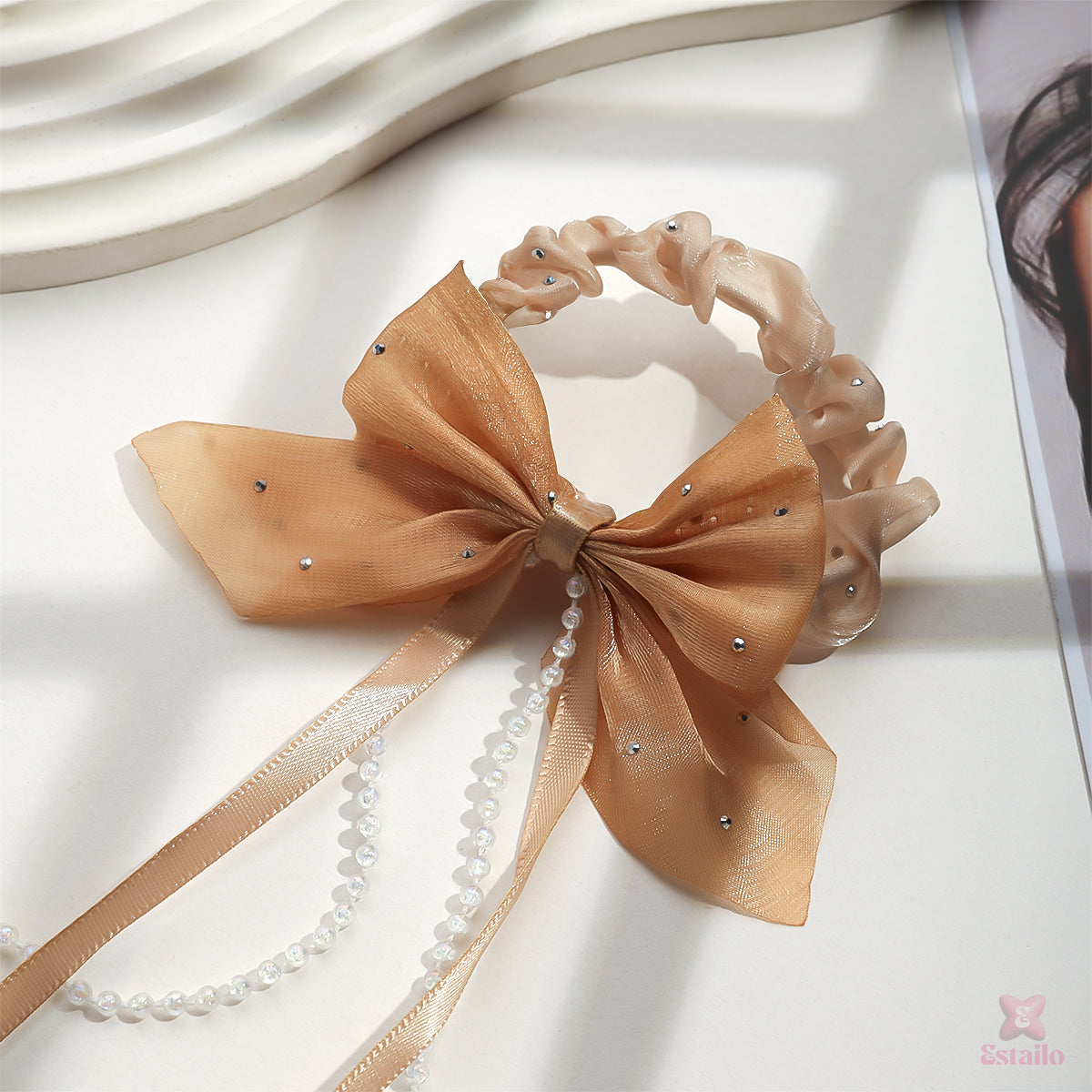 Rhinestone Ribbon Tie