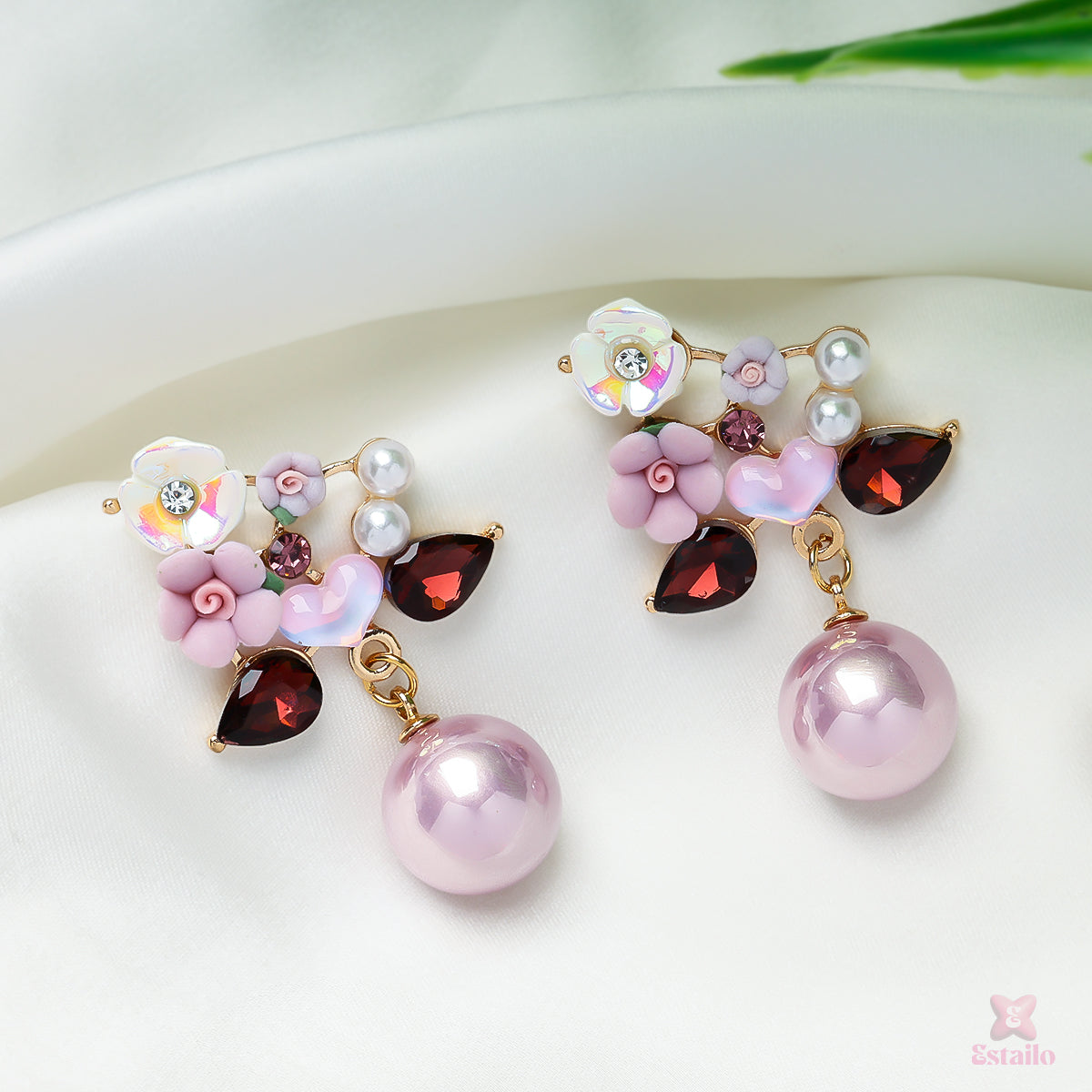 Floral Pearl Drop Earrings