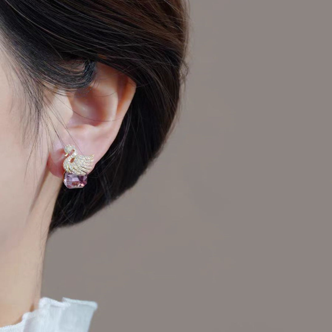 Amethyst Swan Serenade Earrings