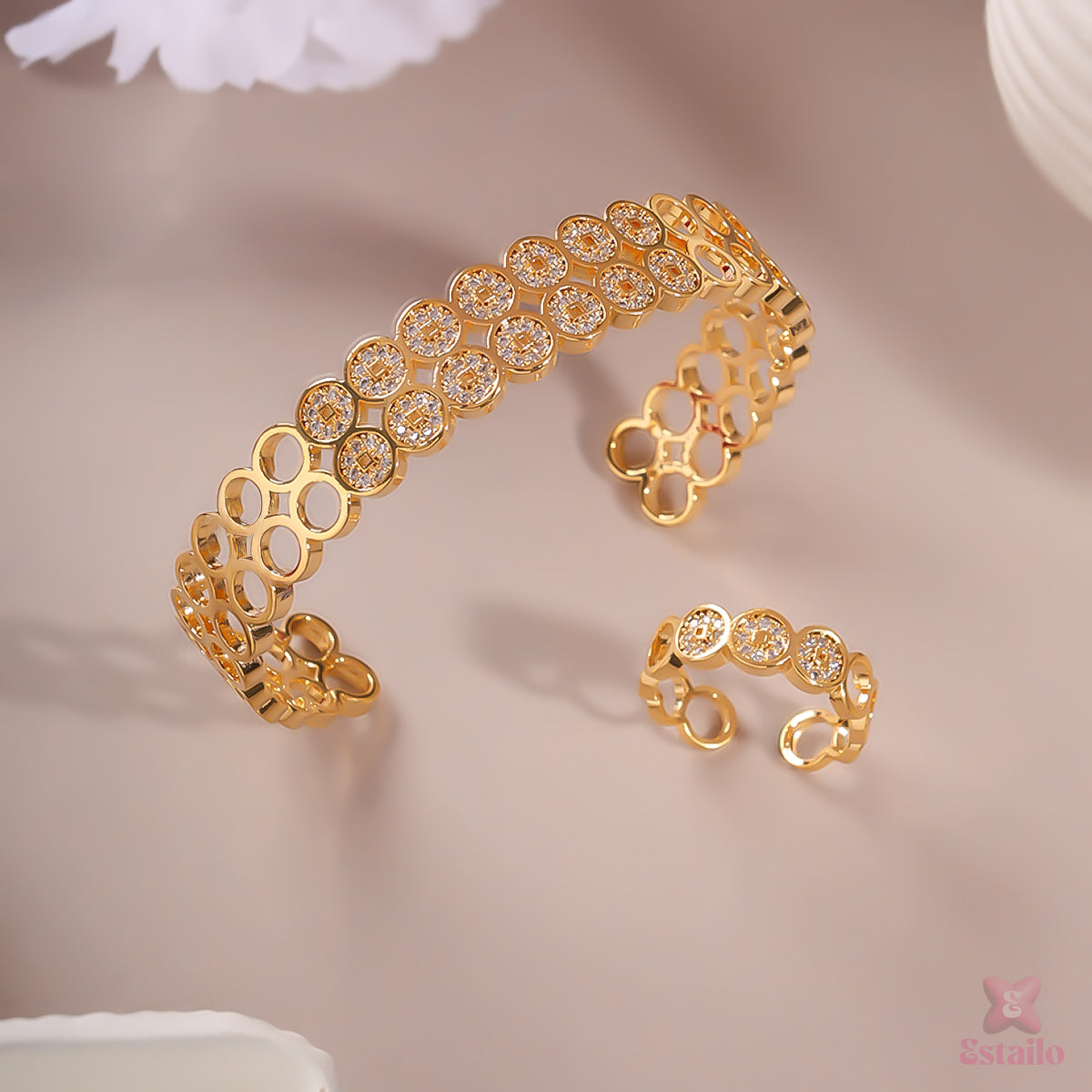 Golden Radiance Bracelet And Ring
