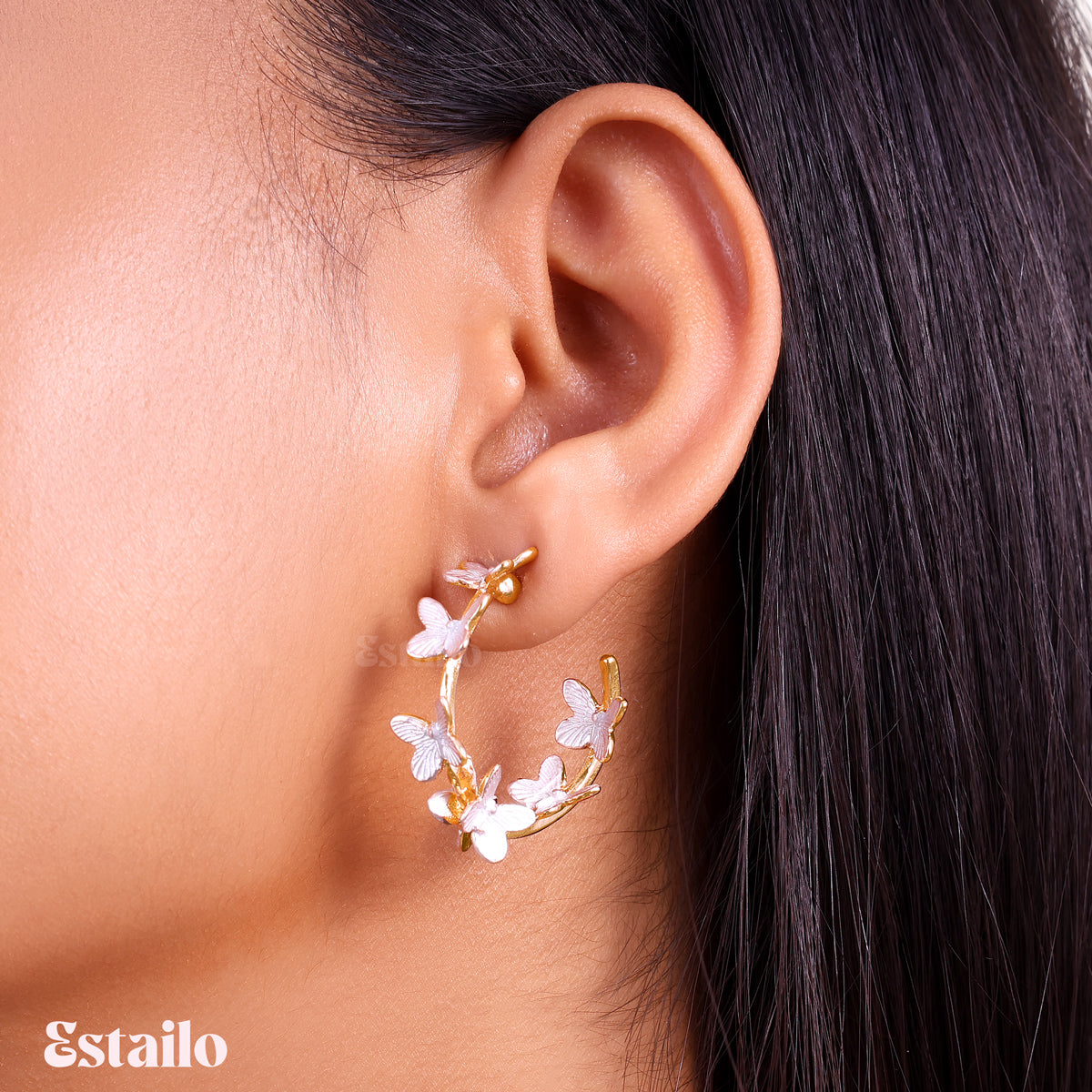 Orchid Winged Hoops Earring