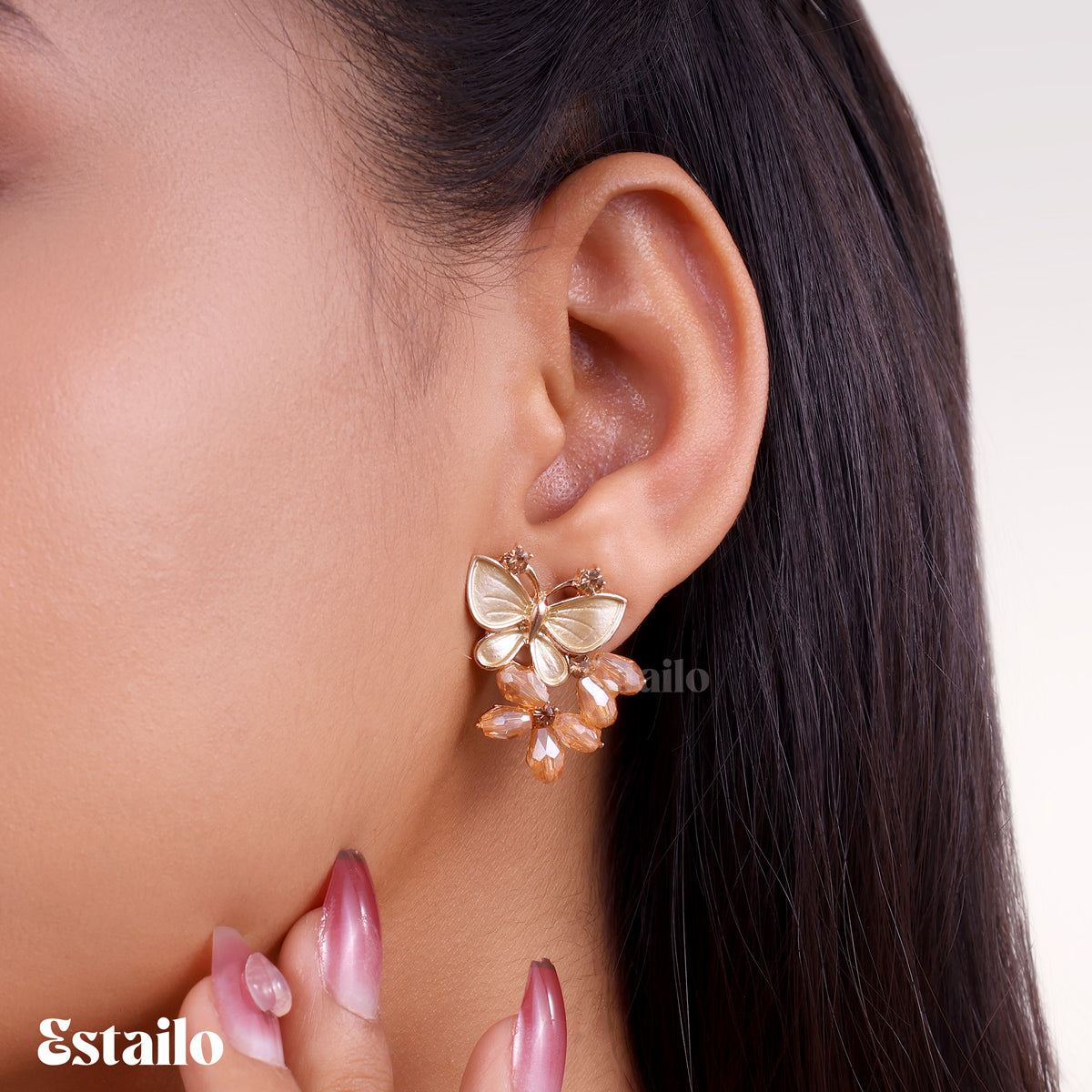 Gilded Crystal Butterfly Earring