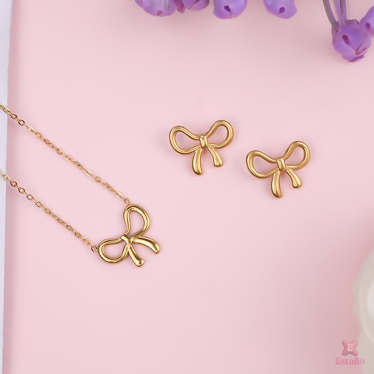 Golden Bow Necklace Combo
