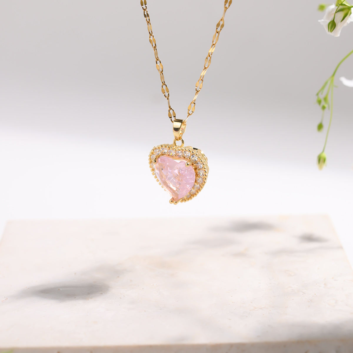 Pink Heart Stone Neckpiece