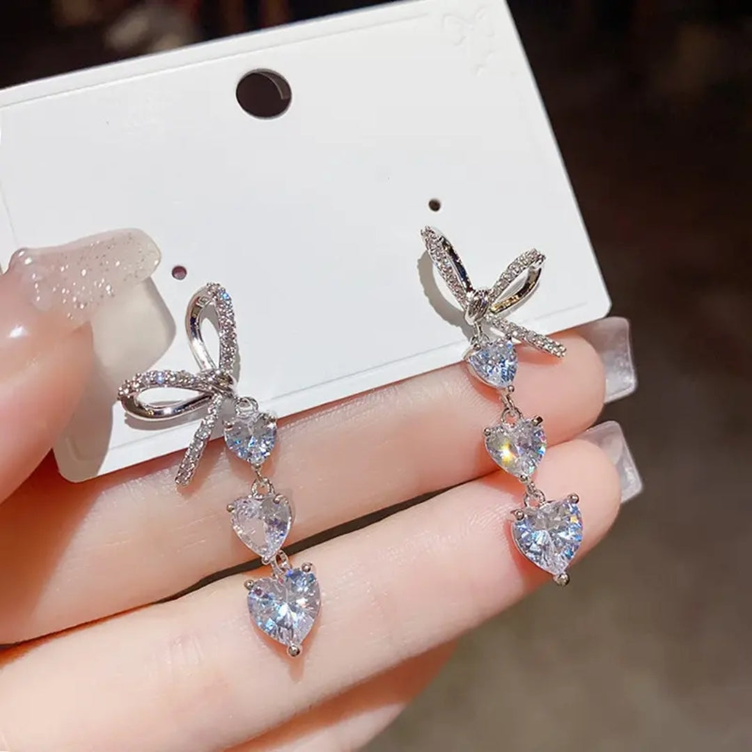 Ribbon Heart Dangles Earrings