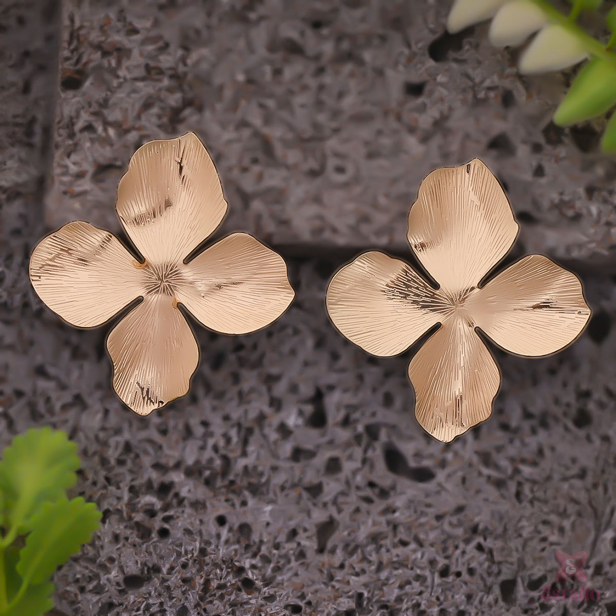 Golden Statement Flower Earring
