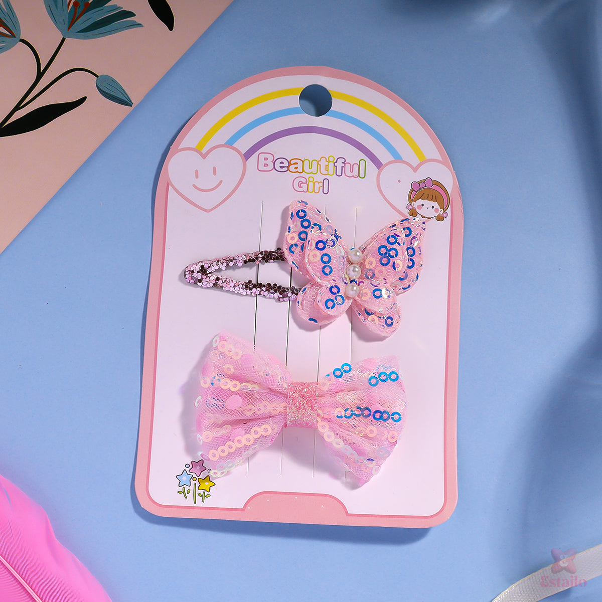 Blush Butterfly Clips