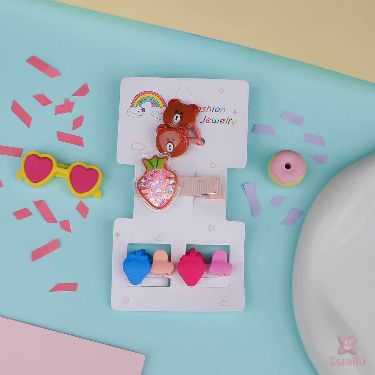 Teddy & Berries Hair Accessories Combo for Kids