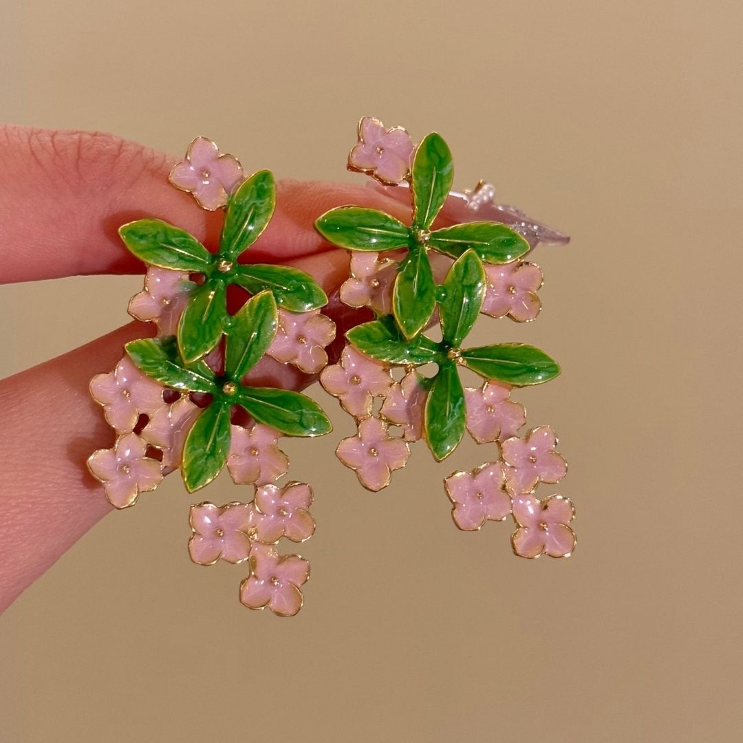 Rose Blush Foliage Drops Earrings