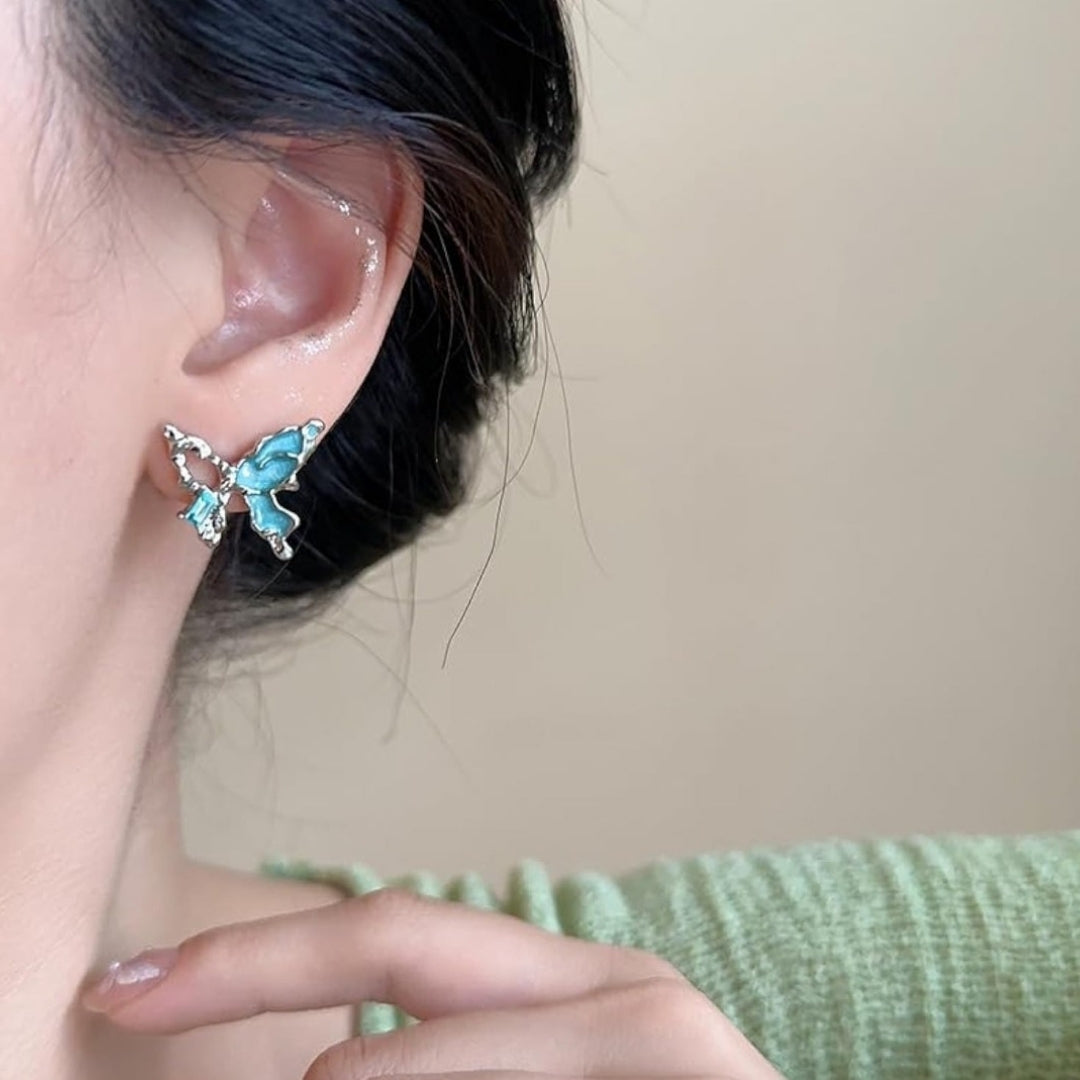 Teal Serenity Butterflies Earrings