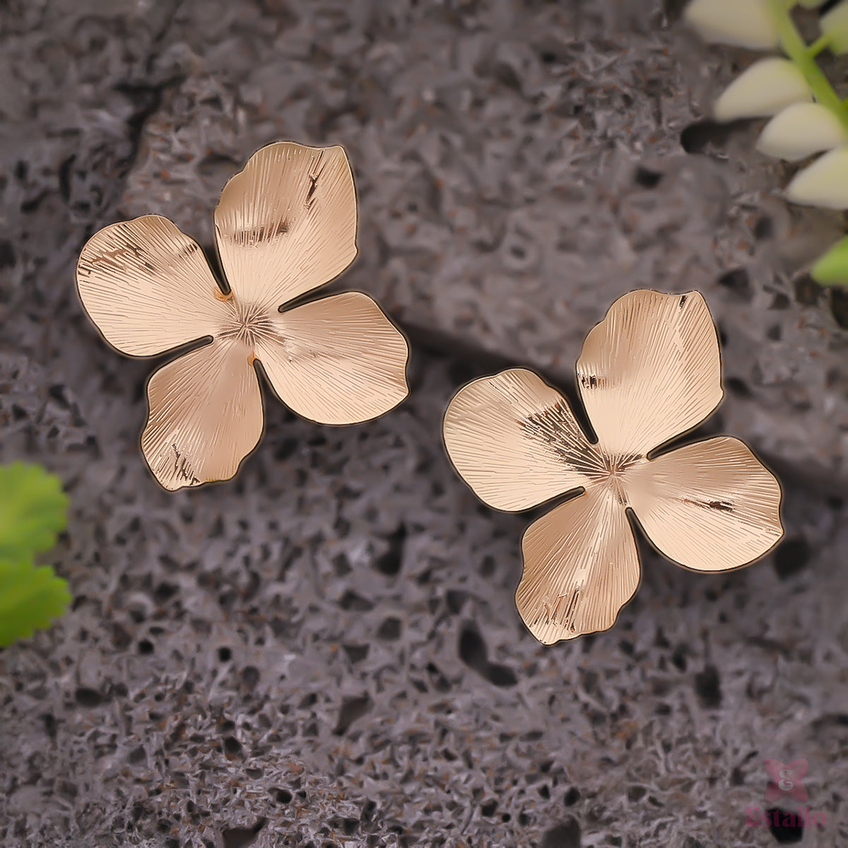 Golden Statement Flower Earring