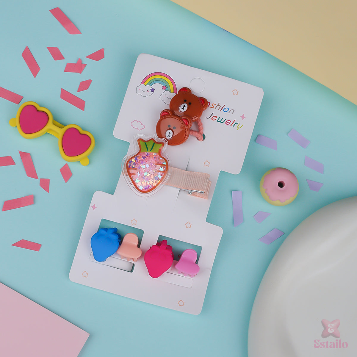 Teddy & Berries Hair Accessories Combo for Kids