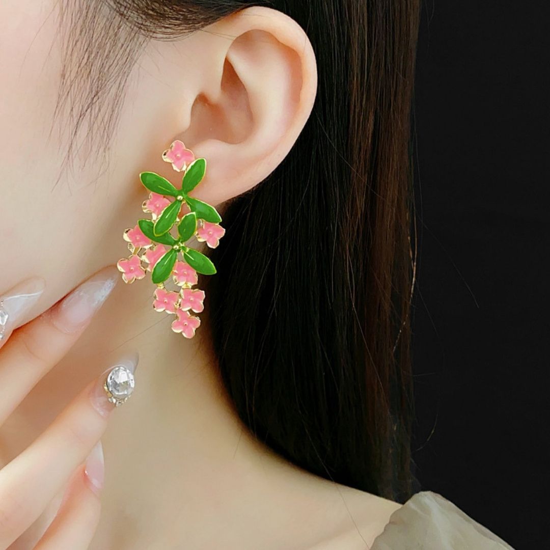 Rose Blush Foliage Drops Earrings
