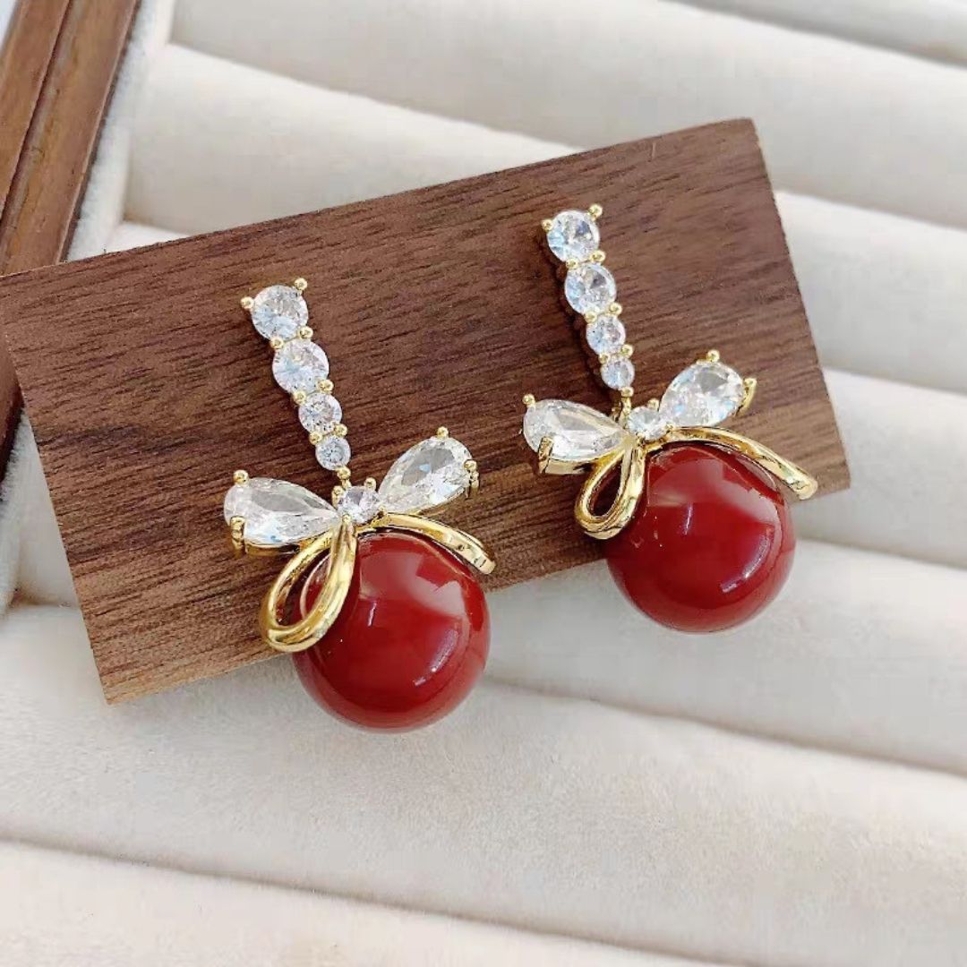 Sparkling Petal Charm Earrings