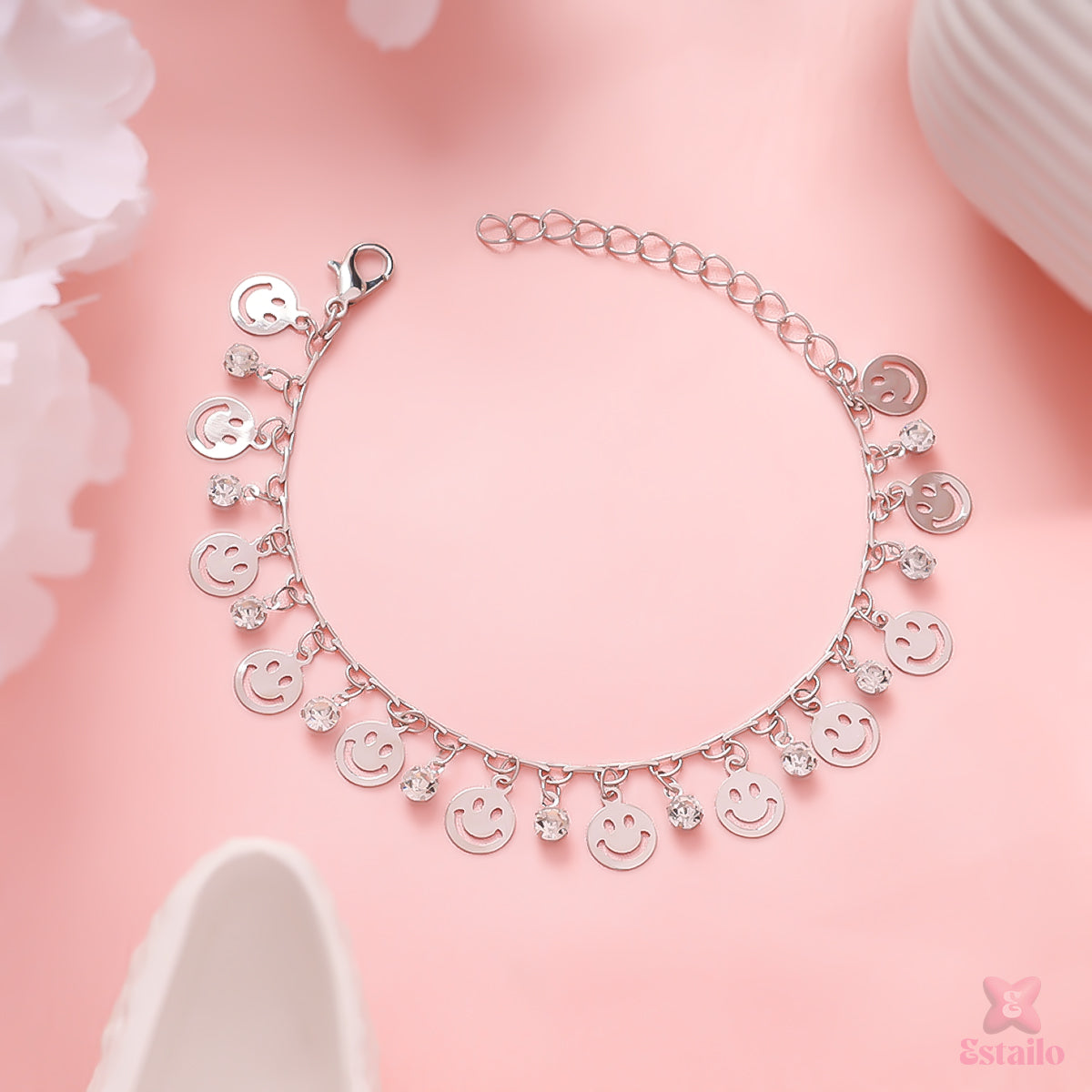 Silver Smiley Stone Bracelet