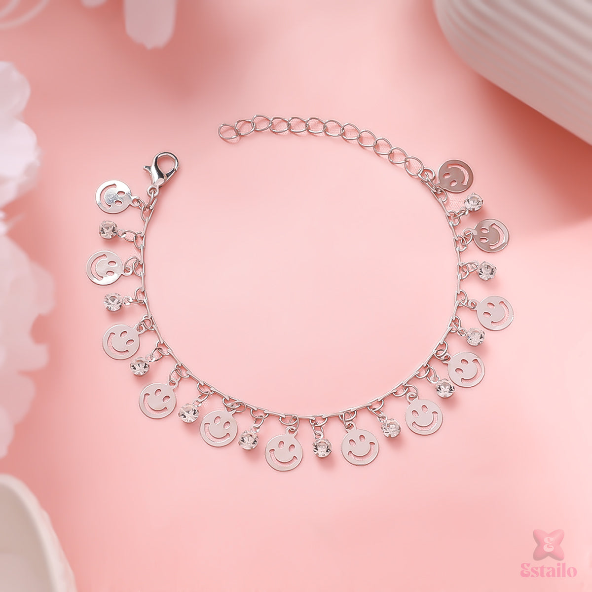 Silver Smiley Stone Bracelet