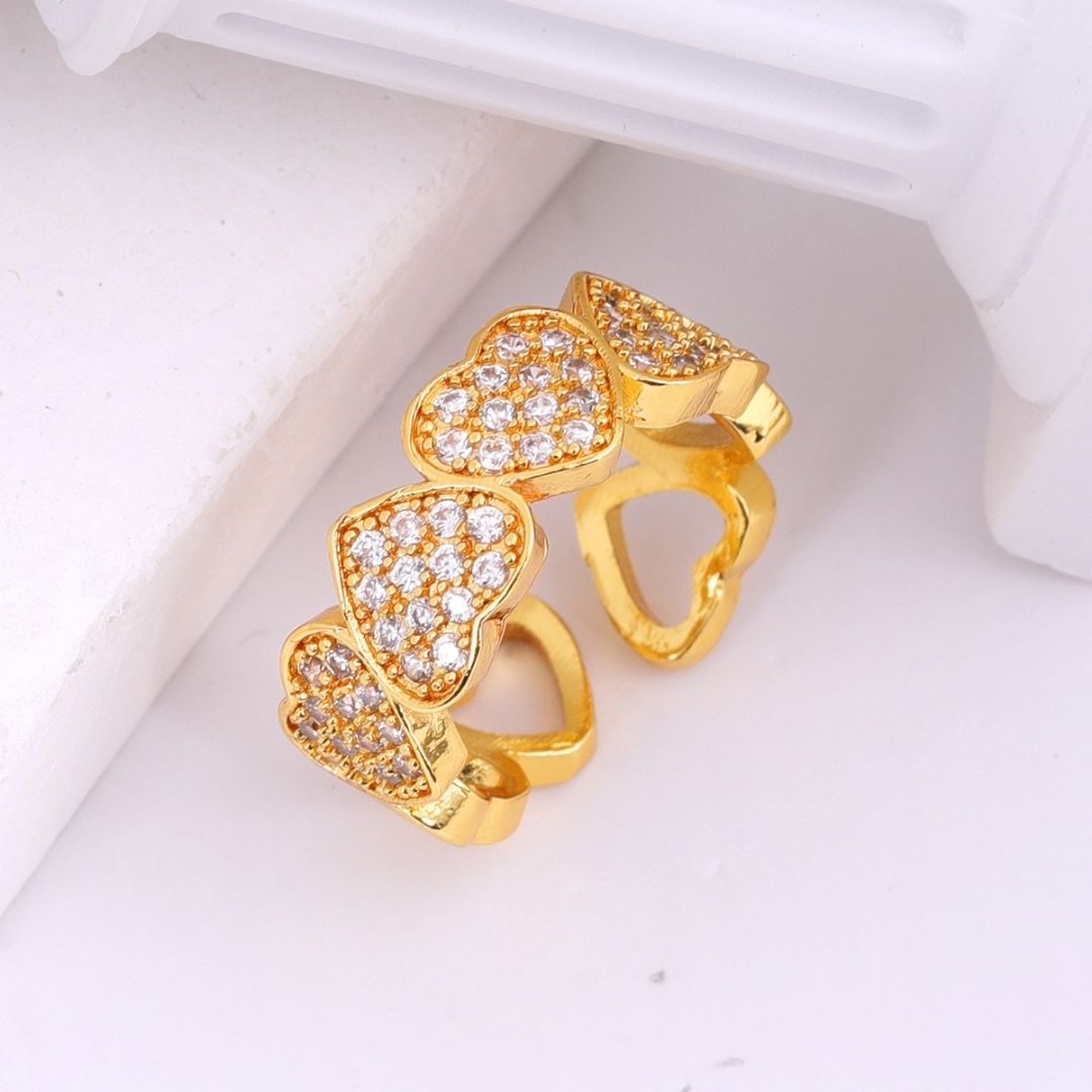 Gilded Pave Heart Band Ring