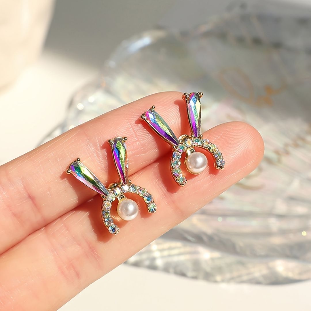 Bunny Ear Pearl Studs Earrings