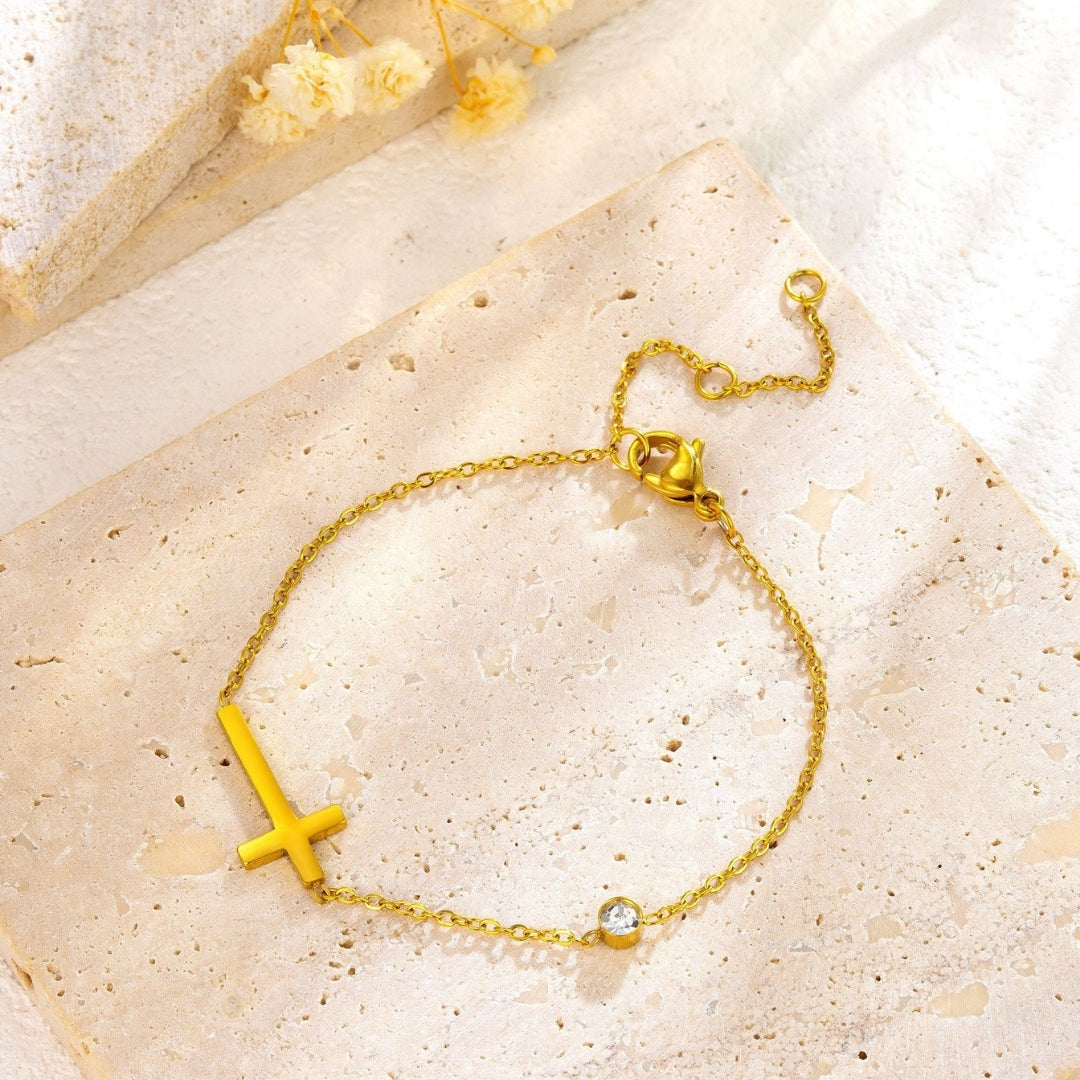 Minimalist Cross Charm Bracelet
