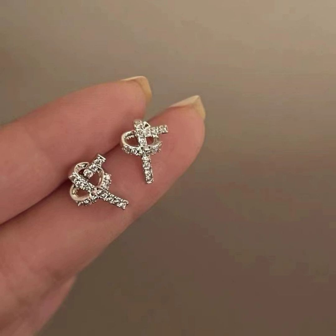 Criss-Cross Sparkle Studs Earrings