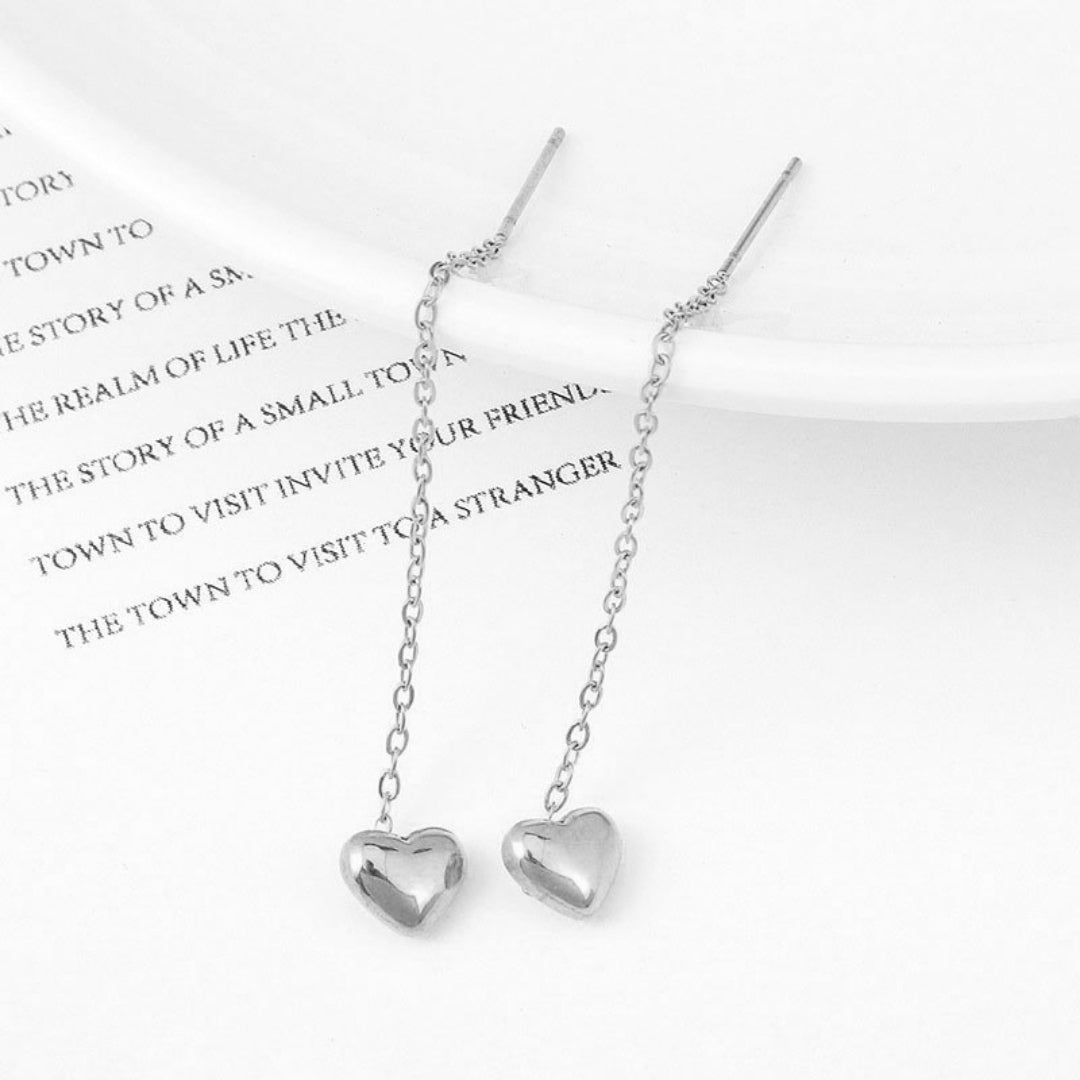Minimalist Heart Threader Earrings