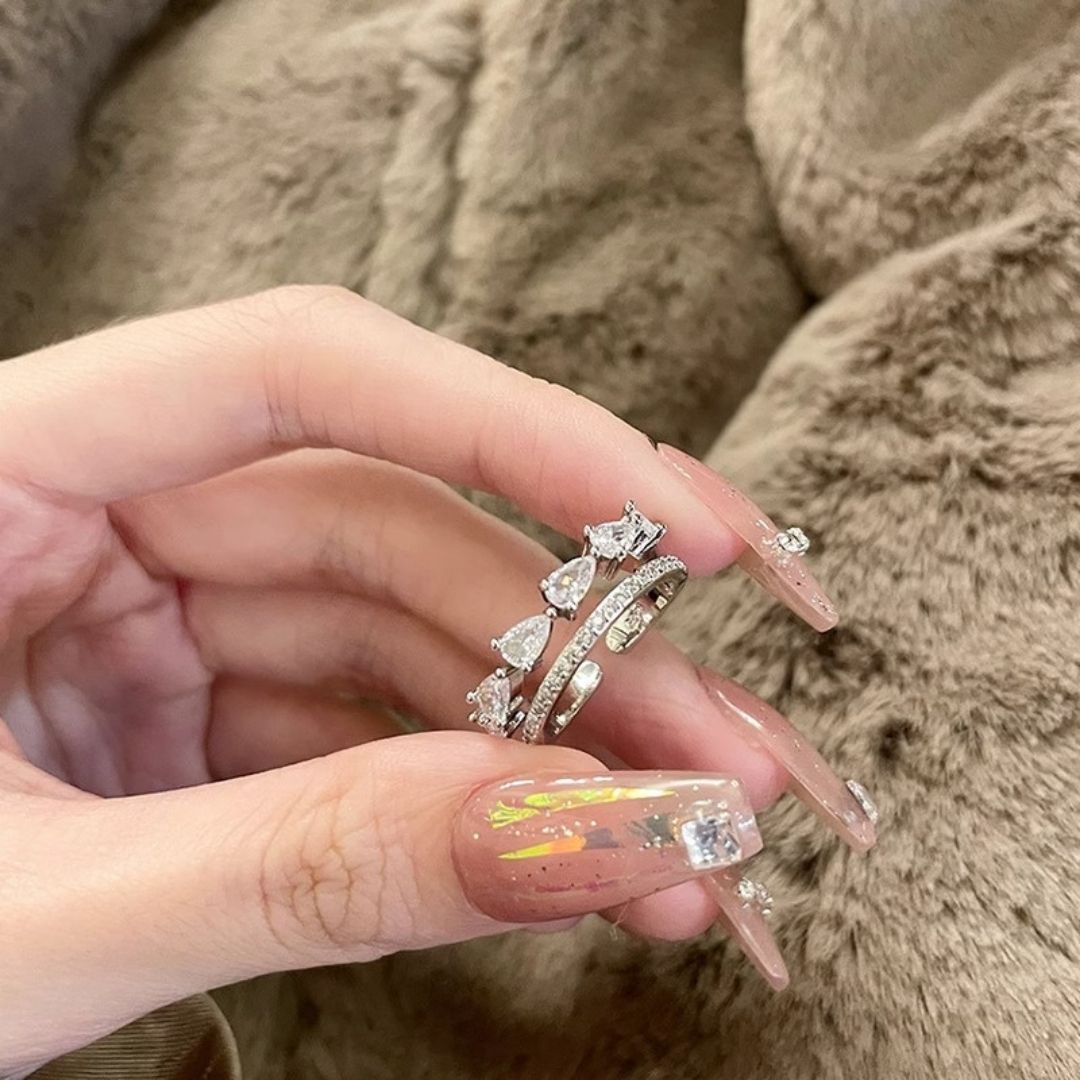 Silver Charm Twin Band Ring
