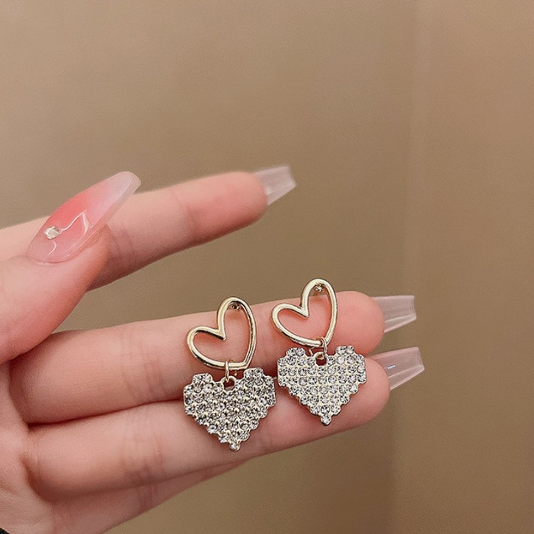 Glitz & Gold Heart Earrings