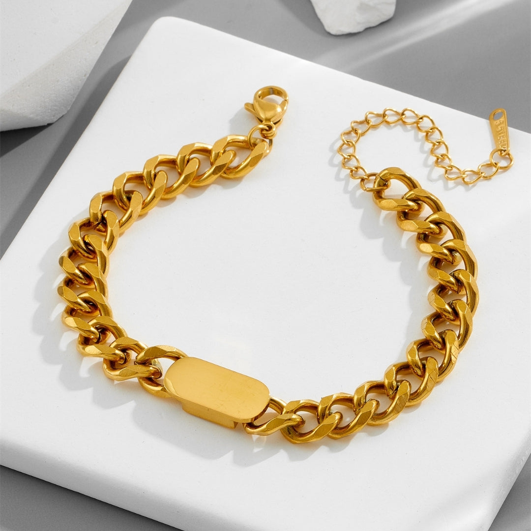 Engravable Gold Statement Bracelet