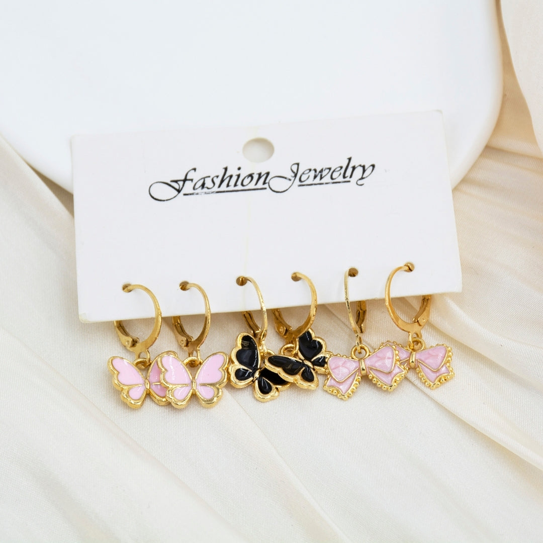 Pink & Noir Charm Combo Earring