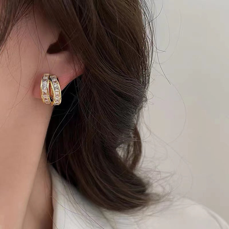 Chic Zircon Embrace Hoops Earrings