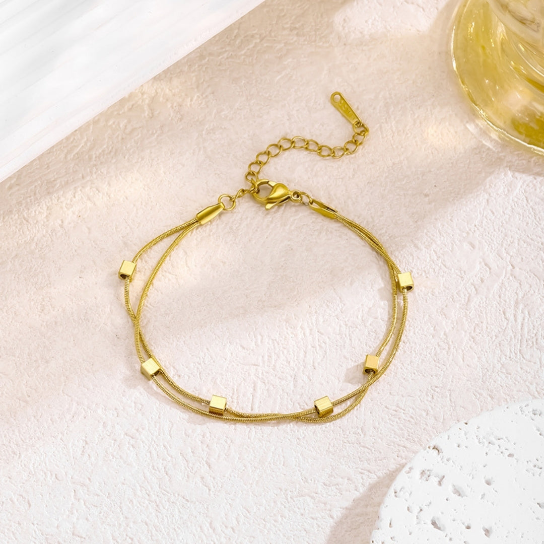 Minimalist Gold Cubes Bracelet