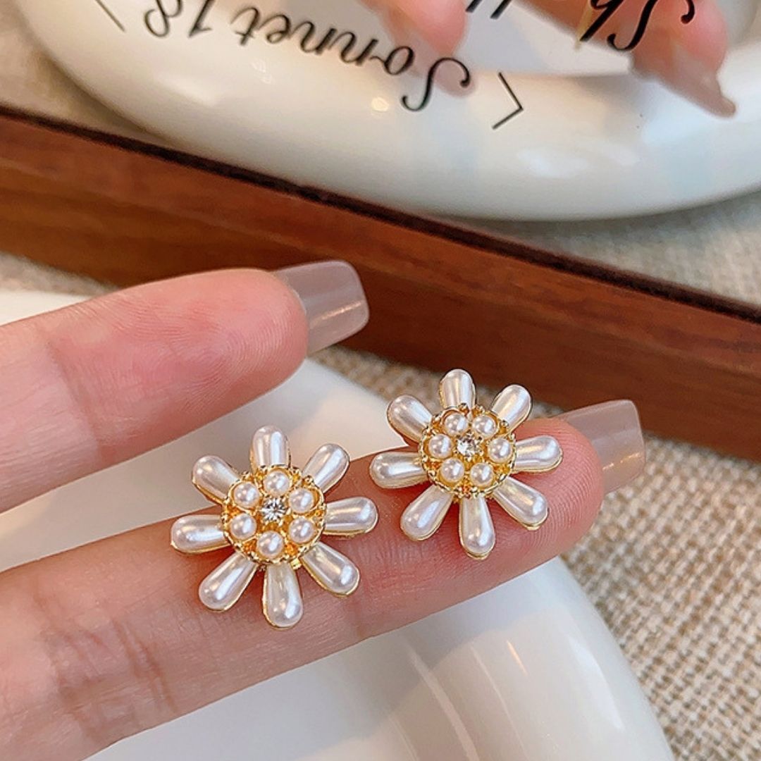Meadow Bloom Pearl Studs Earrings