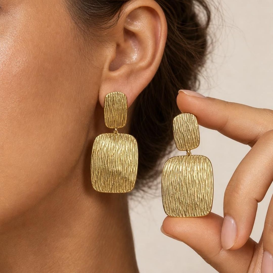 Gilded Statement Drop Earrings