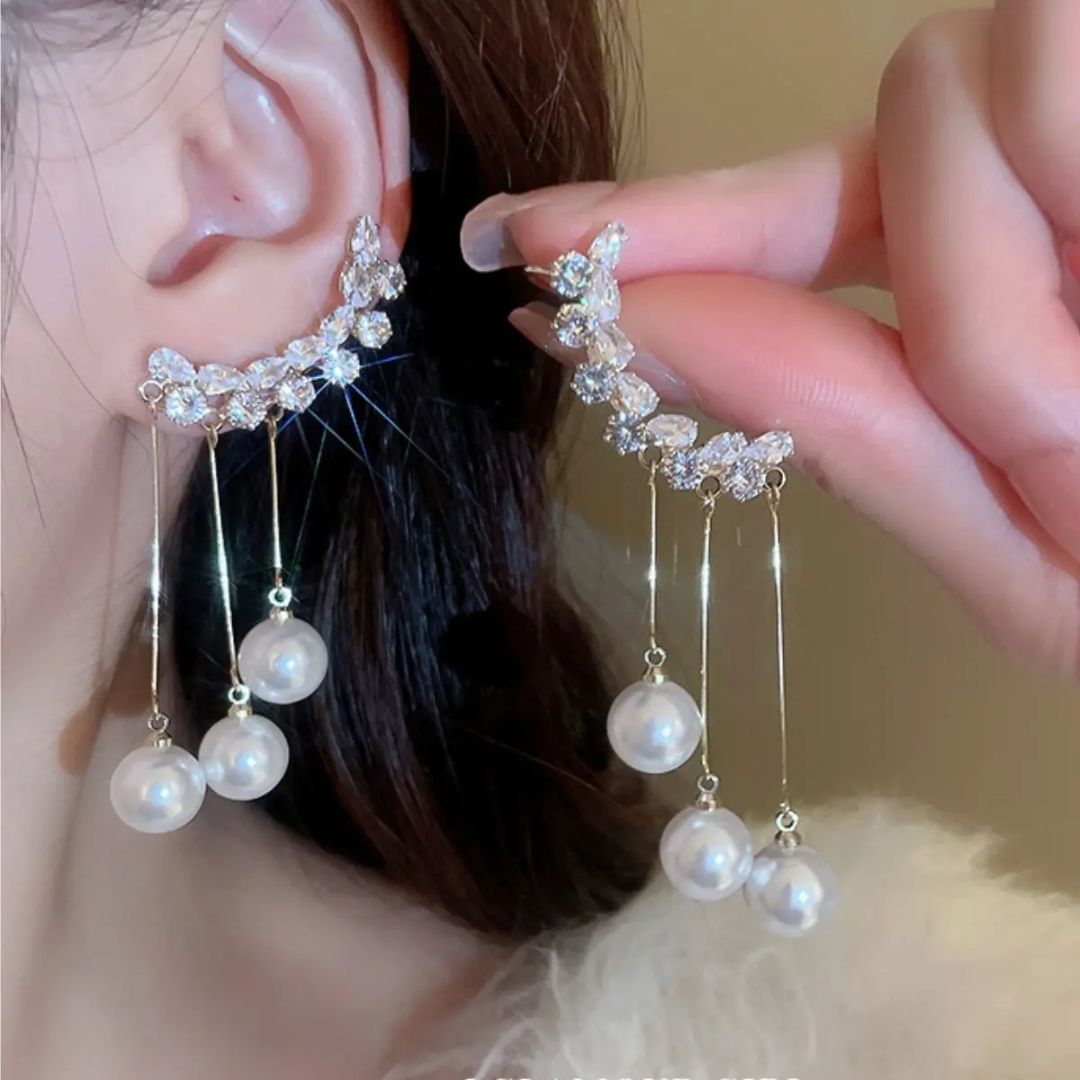 Perky Pearl Chain Hanging Earrings