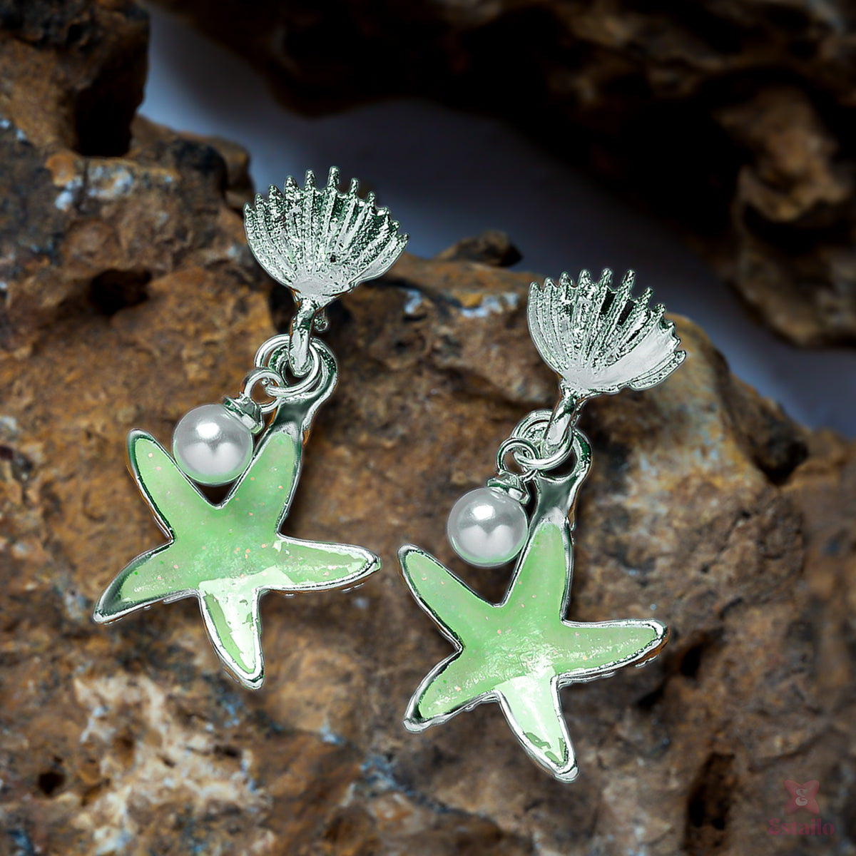 Starfish Pearl Drop Earrings